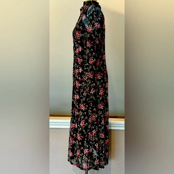 INC International Concepts Floral-Print Mock-Neck Ruched Mesh Dress Size XL - Picture 3 of 16